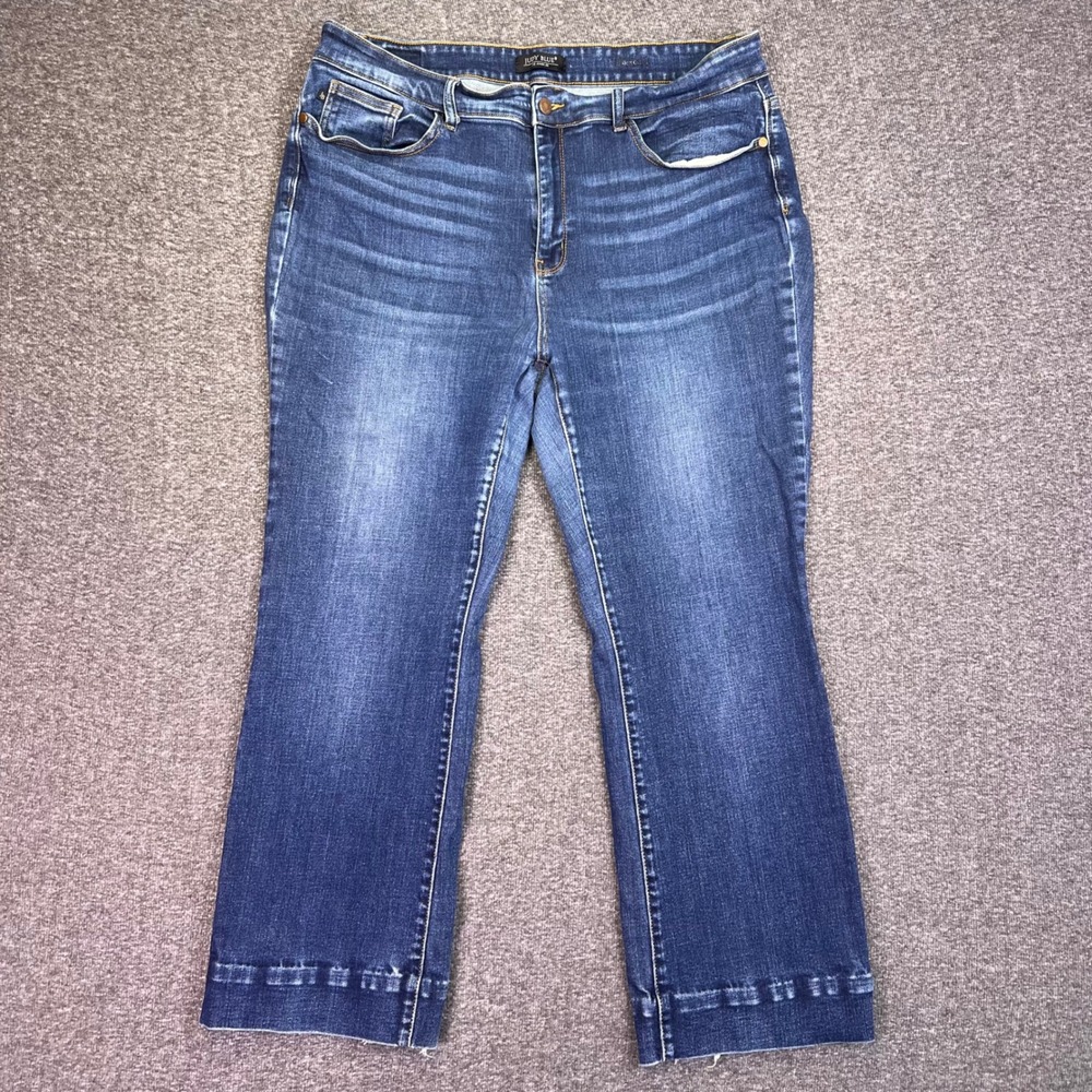 Judy Blue Bootcut Jeans Womens 38x28 Blue Casual Mid Rise Raw Hem‎ Whiskered